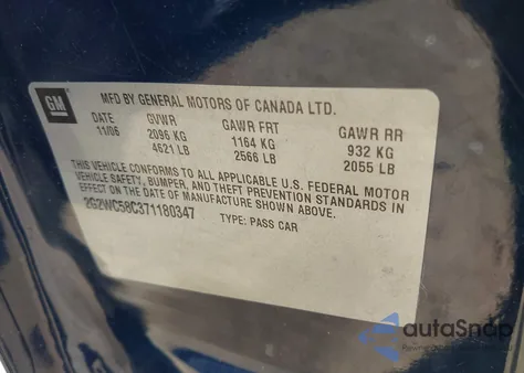 2007 Pontiac Grand Prix Gxp из США, поврежденный, VIN 2G2WC58C371180347